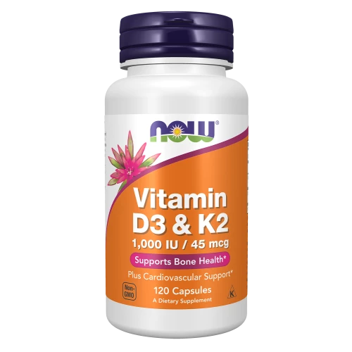 NOW - Vitamin D-3 & K-2 1000 IU / 45 mcg - 120 kapsułek